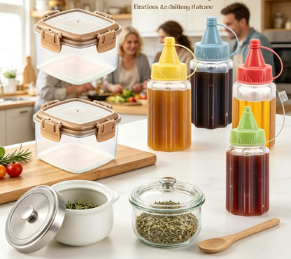 Portable Mini Condiment Container Set – Leak-Proof Squeeze Bottles for BBQ, Picnics, Travel & Lunch Boxes